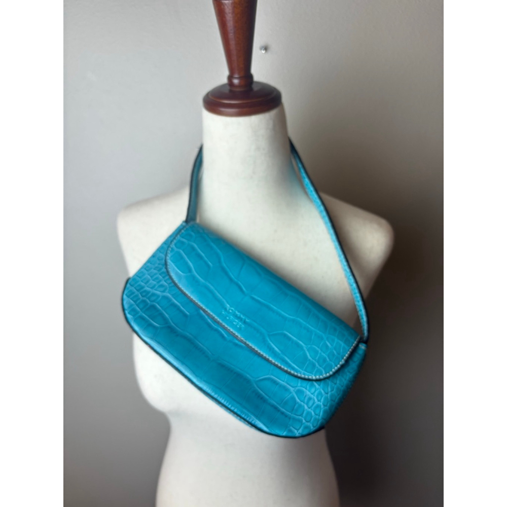 Y2k vintage mini Tommy Hilfiger Teal Croc Embossed Shoulder Bag One Size
